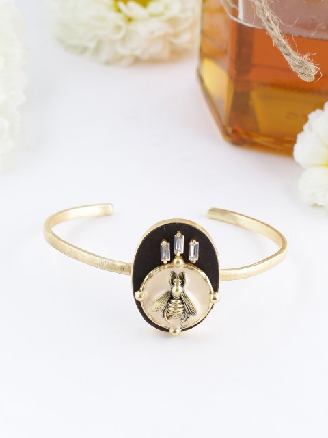 

NITAARA Coffee Brown 18 KT Gold-Plated Enamelled Cuff Bracelet
