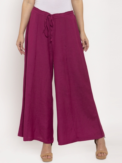 

Ayaany Women Fuchsia Pink Solid Wide Leg Palazzos