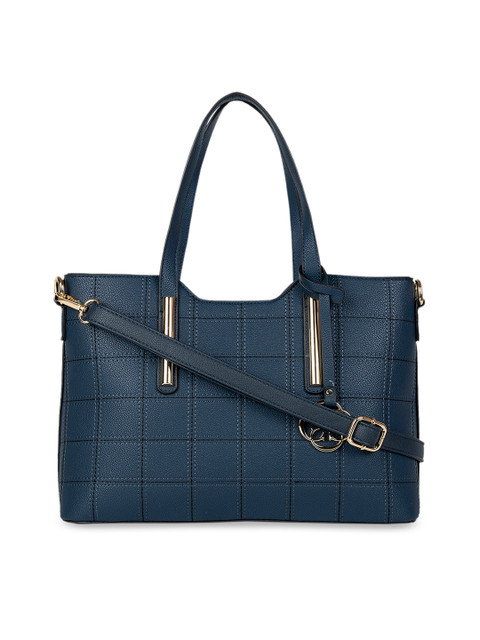 

CERIZ Navy Blue Textured Tote Bag