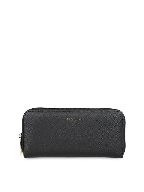 

CERIZ Women Black Solid Zip Around Wallet