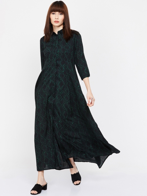 

CODE by Lifestyle Women Green Self Design Maxi Dress