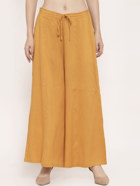 

Ayaany Women Mustard Yellow Solid Wide Leg Palazzos