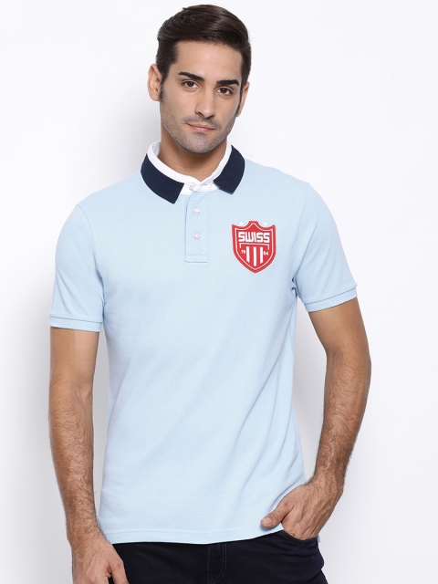 

SWISS MILITARY Men Blue Solid Polo Collar T-shirt
