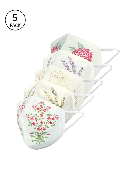 

Ahalyaa Women Pack Of 5 2-Ply Reusable Masks, Multi