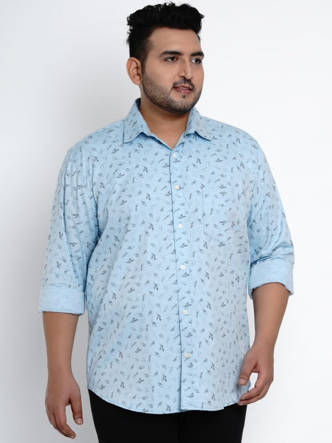 

John Pride Men Blue & Grey Regular Fit Printed Casual Shirt
