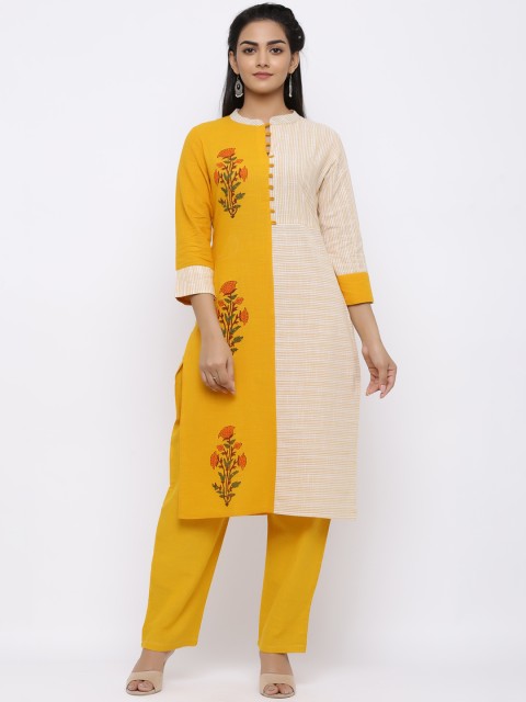 

Indi INSIDE Women Yellow Striped Kurta with Palazzos