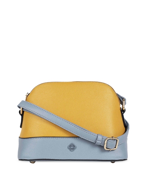 

CERIZ Yellow & Powder Blue Colourblocked Sling Bag