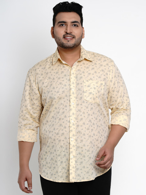 

John Pride Men Yellow Comfort Regular Fit Printed Casual Shirt