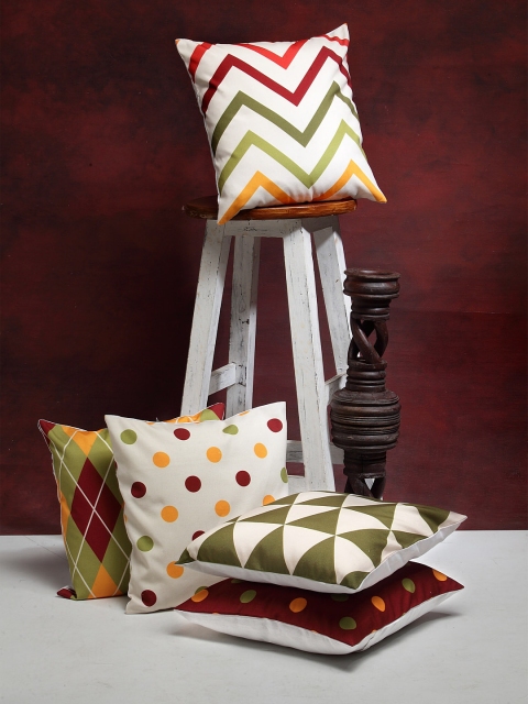 

Alina decor Multicoloured Set of 5 Geometric Square Cushion Covers, Multi