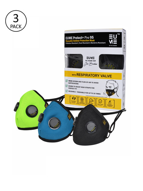 

EUME Unisex Pack of 3 Pcs Assorted Reusable 4-Ply Protect Pro 95 Masks With Valve