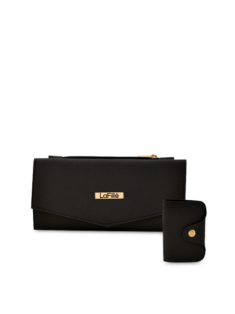 

LaFille Women Black Solid Three Fold Wallet
