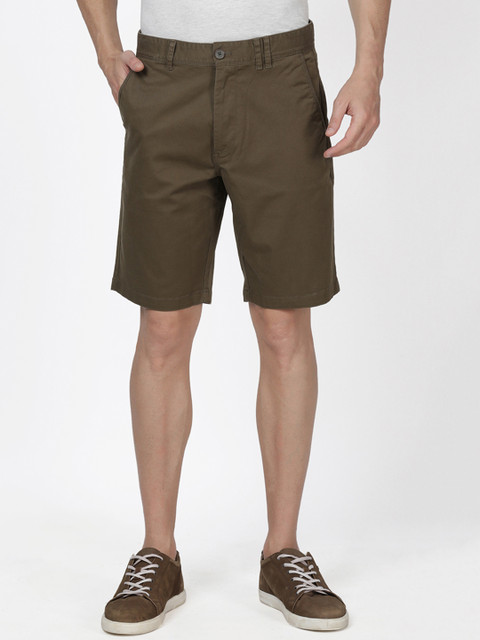 

t-base Men Olive Green Solid Slim Fit Chino Shorts