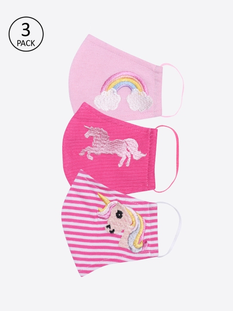 

CUTECUMBER Girls Pack Of 3 Assorted 2-Ply Reusable Cloth Masks