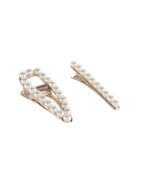 

20Dresses White & Gold-Toned Set of 2 Pearl Embellished Hair Clips