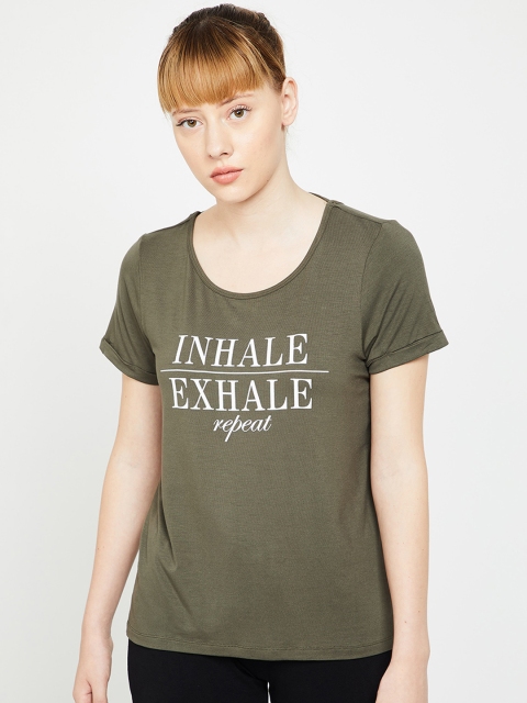 

Kappa Women Olive Green Printed Knitted Top