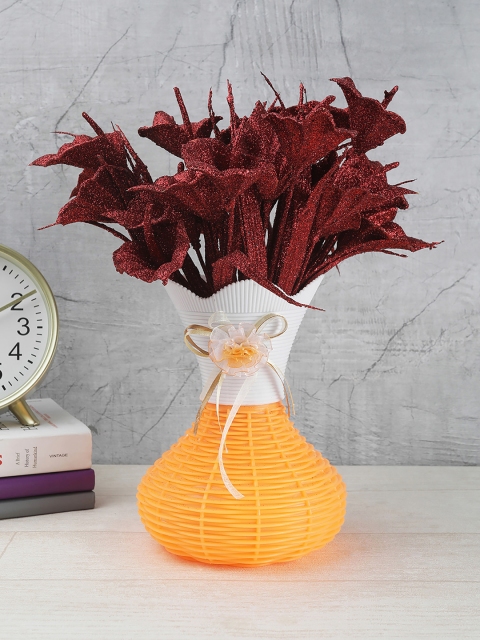 

FOLIYAJ Red & Yellow Spray Painted Artificial Tulip Plants With Vase
