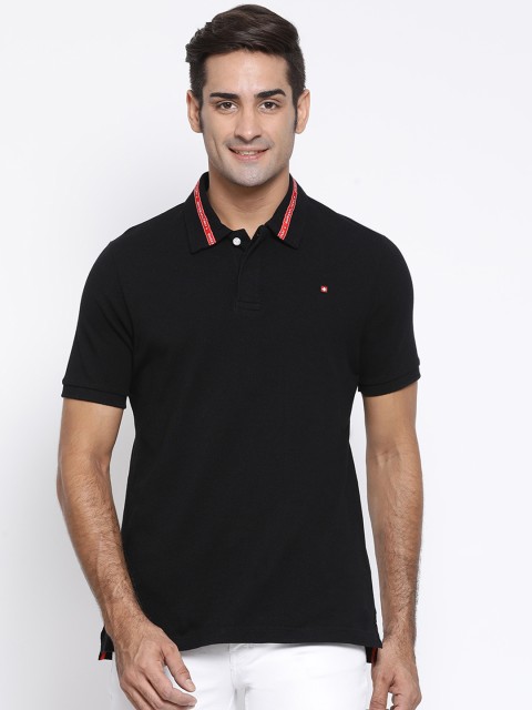 

SWISS MILITARY Men Black Solid Polo Collar T-shirt