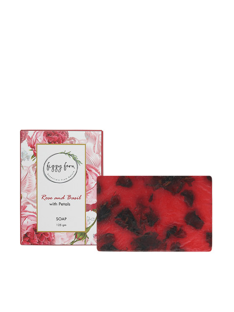 

Fizzy Fern Rose & Basil with Dried Rose Petals Handmade Soap 125 g, Red