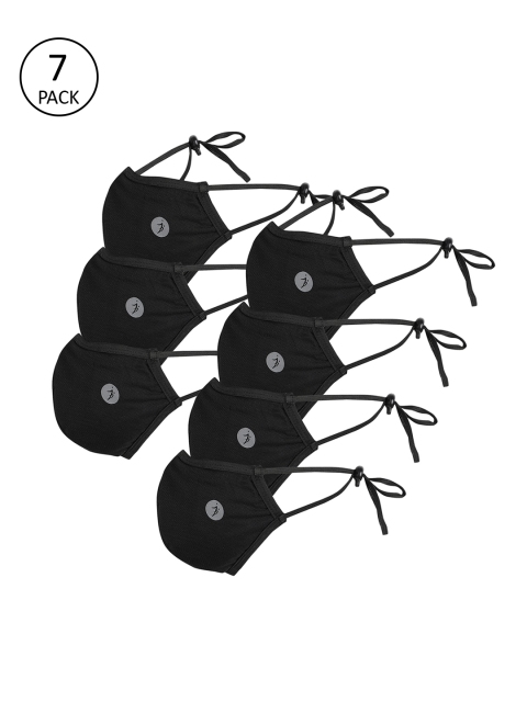 

BUKKUM Unisex Pack Of 7 5-Ply Reusable Masks, Black