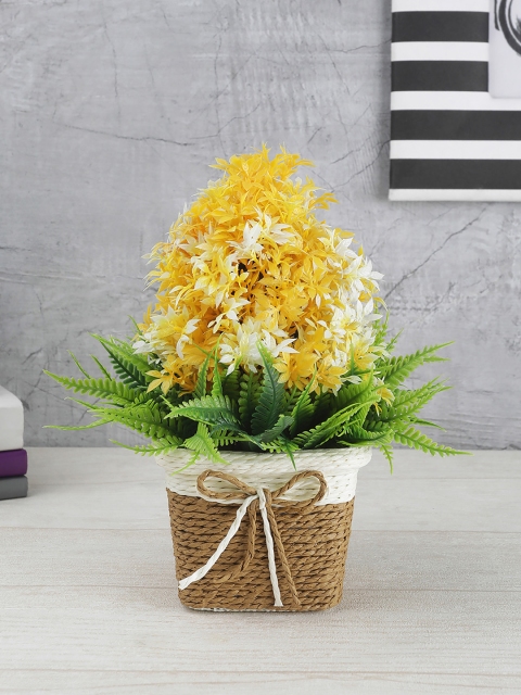 

FOLIYAJ Yellow & Green Artificial Plant With Leaves & Brown Pot