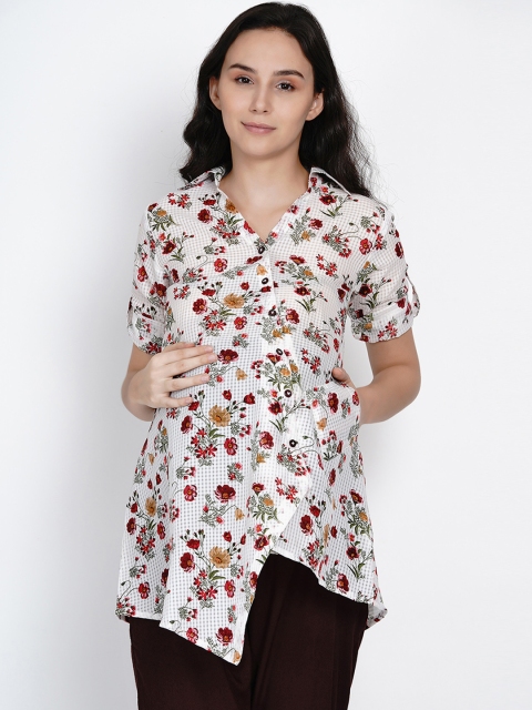 

Mine4Nine Women White Printed Shirt Style Maternity Top
