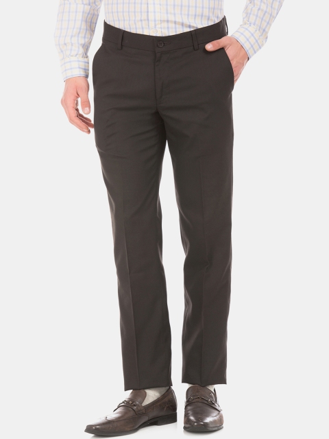 

Excalibur Men Brown Slim Fit Solid Formal Trousers