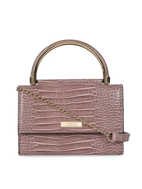 

CERIZ Pink Textured Handheld Bag