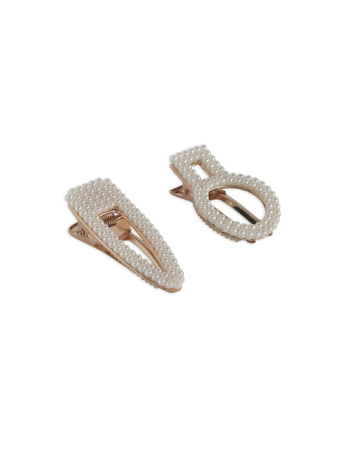

20Dresses Set of 2 White Pearl Embellished Hairpin Set