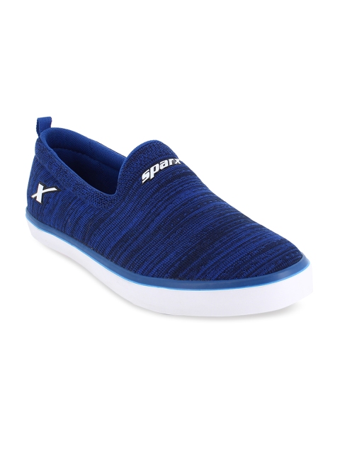 

Sparx Men Blue & Black Striped Mesh Slip-On Sneakers