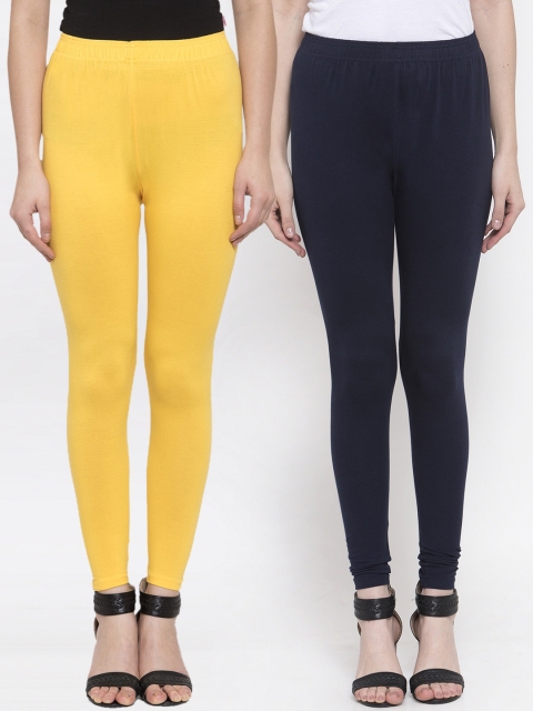 

TAG 7 Women Pack Of 2 Solid Leggings, Navy blue