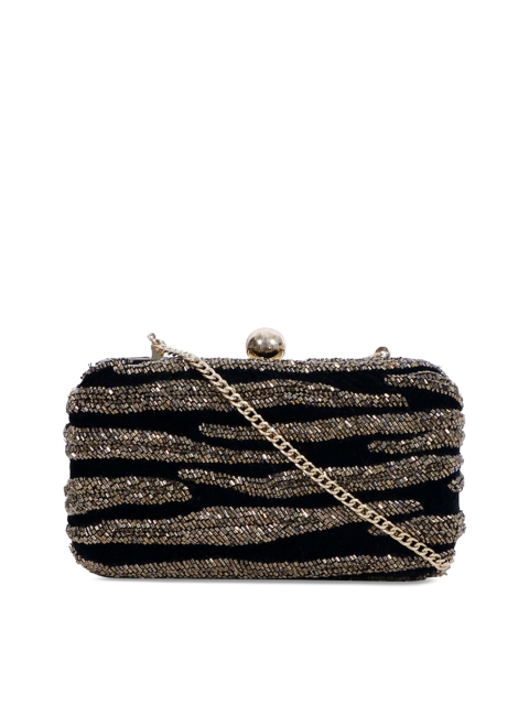 

Diwaah Black & Gold-Toned Embellished Box Clutches