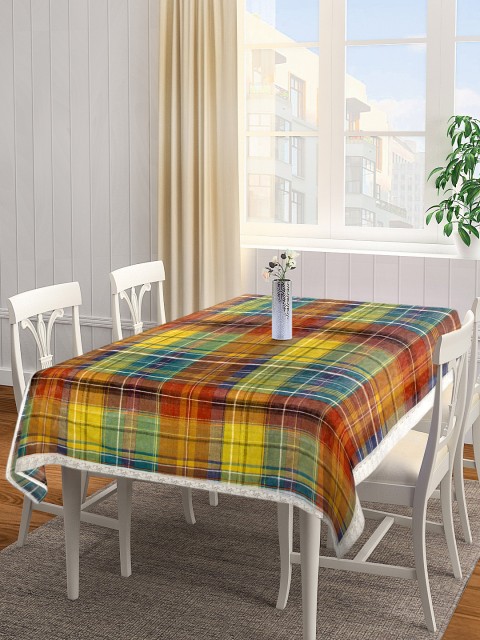 

Clasiko Brown & Yellow Checked Rectangular Anti-Slip PVC 6 Seater Table Cover