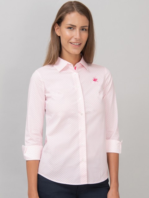 

Beverly Hills Polo Club Women Pink Regular Fit Printed Casual Shirt