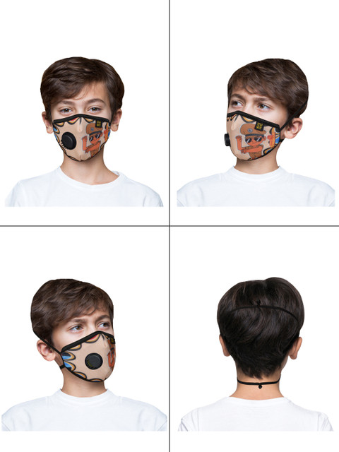 

EUME Kids Beige 4Ply Singham Printed Protective Outdoor Face Masks With Valve