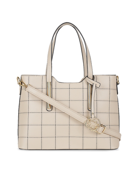 

CERIZ Beige & Black Checked Shoulder Bag