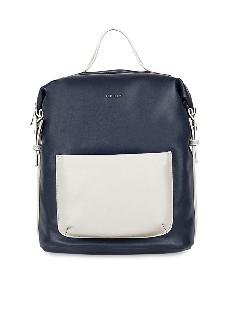 

CERIZ Women Navy Blue & White Colourblocked Backpack