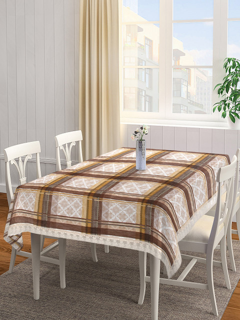 

Clasiko Brown & Off-White Checked 6-Seater PVC Table Cover