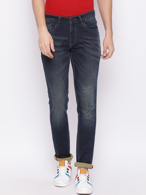 

Richlook Men Navy Blue Slim Fit Mid-Rise Low Distress Jeans