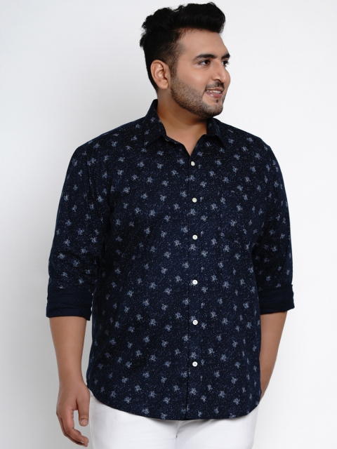 

John Pride Men Navy Blue Comfort Regular Fit Floral Printed Casual Shirt