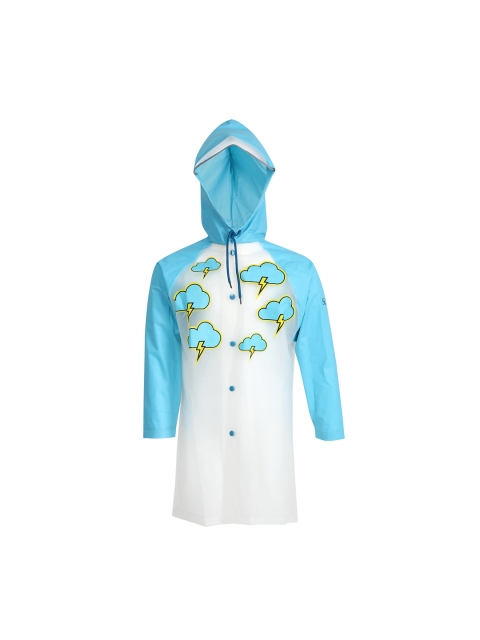 

Wildcraft Kids White & Blue Printed Sprinkle Rain Jacket