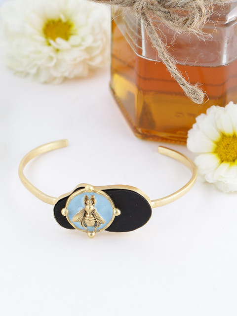 

NITAARA Women Gold & Black 18 kt Gold-Plated Dandy Bee Cuff Bracelet