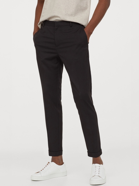 

H&M Men Black Skinny Fit Solid Regular Trousers