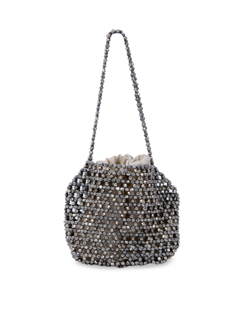 

Diwaah Silver-Toned Embellished Potli Clutch