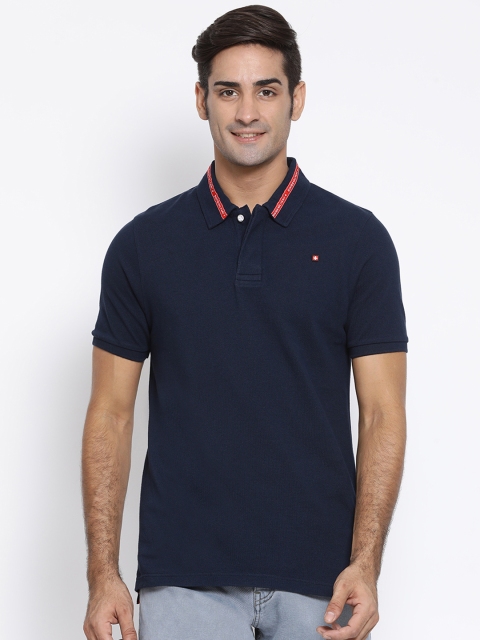 

SWISS MILITARY Men Navy Blue Solid Polo Collar T-shirt