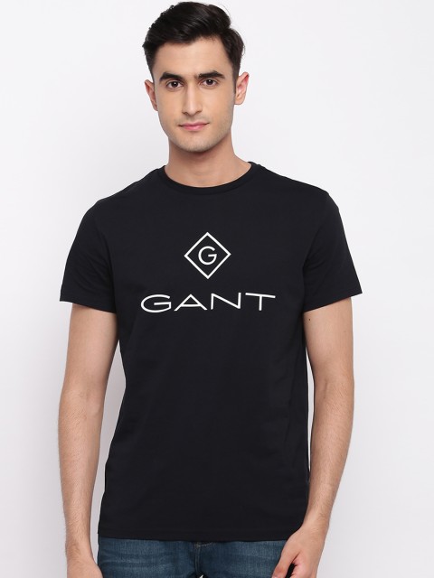 

GANT Men Black Printed Round Neck T-shirt