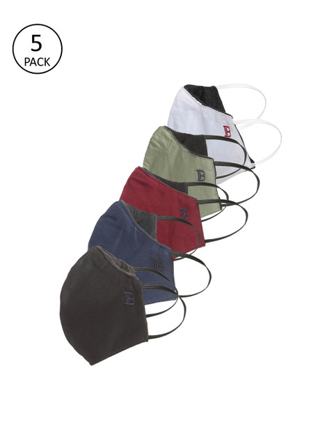 

Bene Kleed Unisex Pack of 5 Pcs Multicoloured Reusable 3-Ply Protective Outdoor Masks, Multi