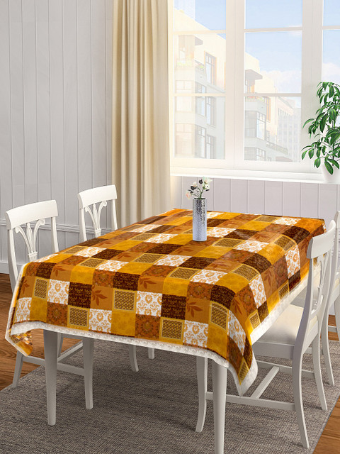 

Clasiko Mustard Yellow & Brown Checked 4-Seater PVC Table Cover