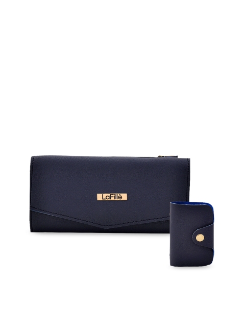 

LaFille Women Navy Blue Solid Three Fold Wallet