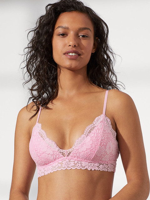

H&M Women Pink Padded Lace Bra 0894756003