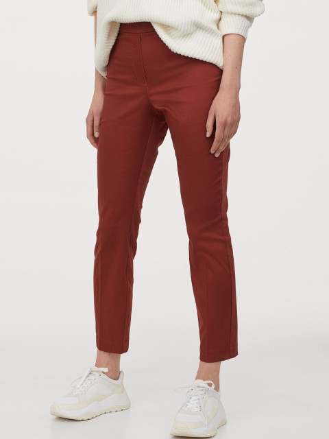 

H&M Women Rust Brown Solid Ankle-Length Trousers